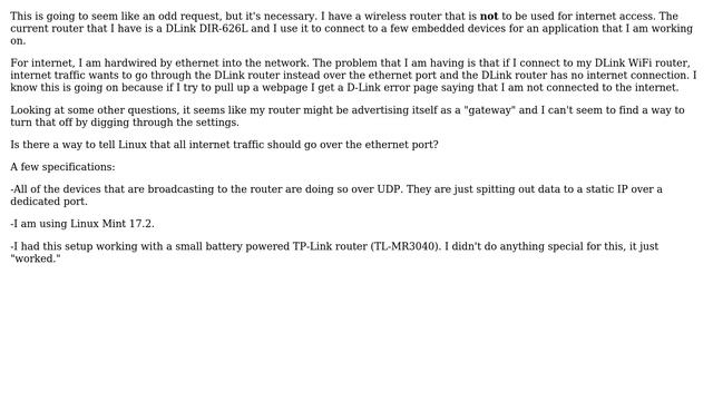 Unix & Linux: Force internet traffic over LAN, but connect to router over WiFi смотреть онлайн
