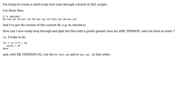 List files that occur lexically after/greater than a given prefix (or, run database upgrade... смотреть онлайн
