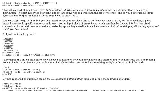 Unix & Linux: How to fill a file with a stream from /dev/urandom with a specified number of lines ? смотреть онлайн
