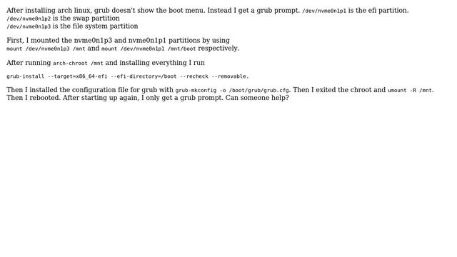 Unix & Linux: grub boot menu not showing after arch installation смотреть онлайн