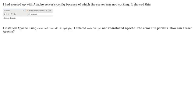 How to reset apache server in fedora? смотреть онлайн
