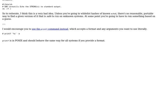 Unix & Linux: What's the safest, most portable way to invoke the echo binary? (4 Solutions!!) смотреть онлайн