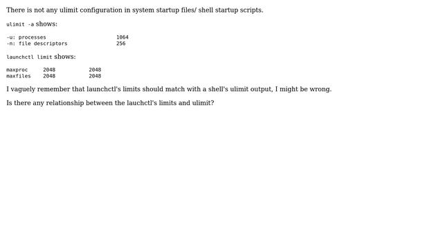 Apple: What is the relationship between `launchctl limit` and `ulimit`? смотреть онлайн