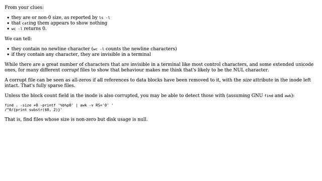 Unix & Linux: Check file content looking for corruption, file size indicates size "zero" смотреть онлайн