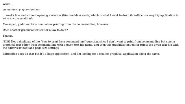 Ubuntu: How to print via text-editor (like mousepad) from the command-line? смотреть онлайн