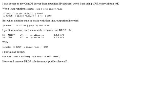 Unix & Linux: How to remove specified IP address from iptables? смотреть онлайн