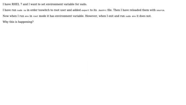 Linux, sudo env does not have environment variable while root user has смотреть онлайн