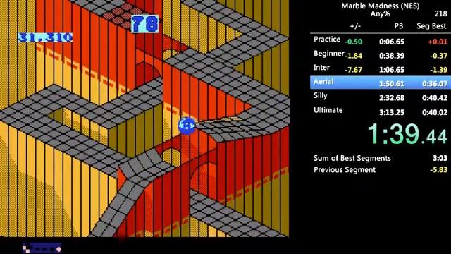Marble Madness Any% (NES emulator) - 3:04.95 смотреть онлайн