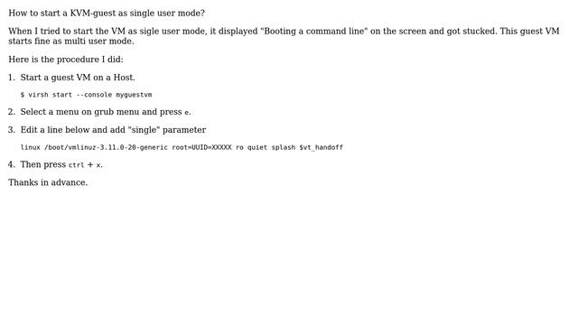 Ubuntu: How to start a KVM-guest as single user mode? смотреть онлайн