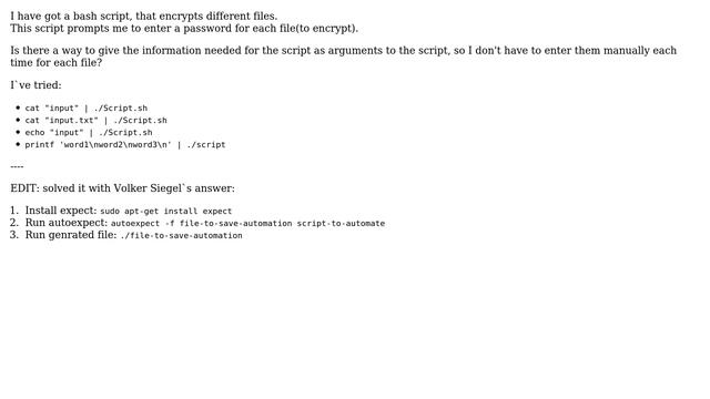Unix & Linux: Provide password to bash script смотреть онлайн