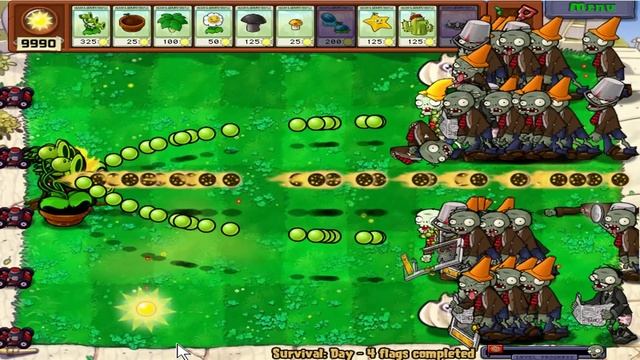 Plants vs Zombies - 1 Threepeater vs Gargantuar vs Dr. Zomboss смотреть онлайн