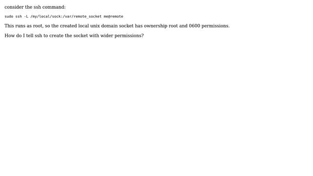 DevOps & SysAdmins: How do I change permissions on a ssh forwarded unix domain socket? смотреть онлайн