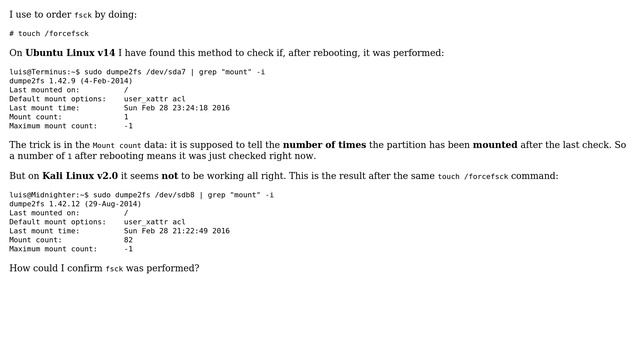 Unix & Linux: How can I know if fsck was performed on the operating system partition? смотреть онлайн