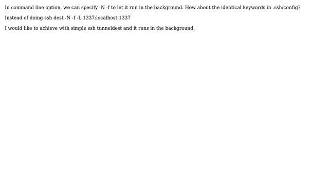 What is the keyword in .ssh/config for tunneling in the backgrounds смотреть онлайн