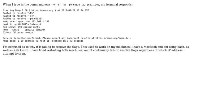 Unix & Linux: Nmap unable to resolve flags смотреть онлайн