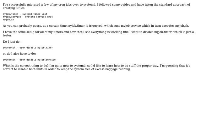 Unix & Linux: Which is the correct way to disable a systemd timer unit? смотреть онлайн