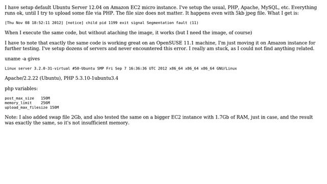 Apache segfaults when uploading any file смотреть онлайн