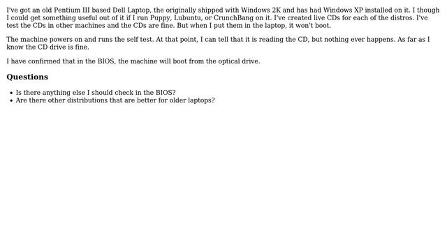 Unix & Linux: Old laptop won't boot from live CDs смотреть онлайн