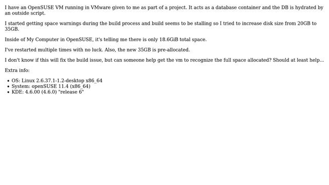 Unix & Linux: OpenSUSE VMware VM not taking space allocated? смотреть онлайн