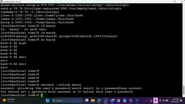 User mode linux tutorial | usermod command | groupmod command | redhat 8 смотреть онлайн