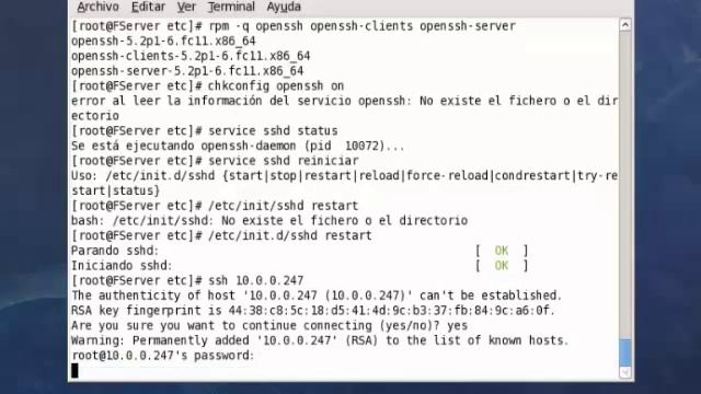 SSH en fedora 11 смотреть онлайн
