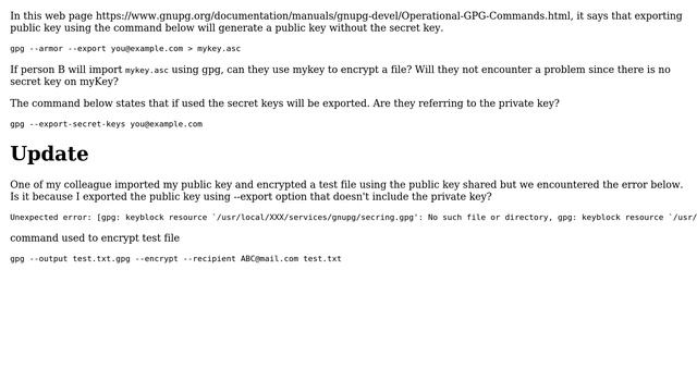 Unix & Linux: Exporting public keys using gpg смотреть онлайн
