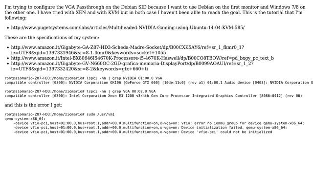 Setting up VGA Passthrough on Ubuntu with KVM : error no iommu_group for device qemu-system-x86_64 смотреть онлайн