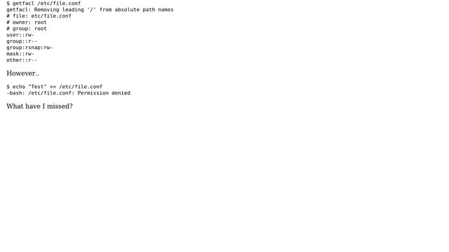 Unix & Linux: ACL group permission still not allowing write permissions смотреть онлайн