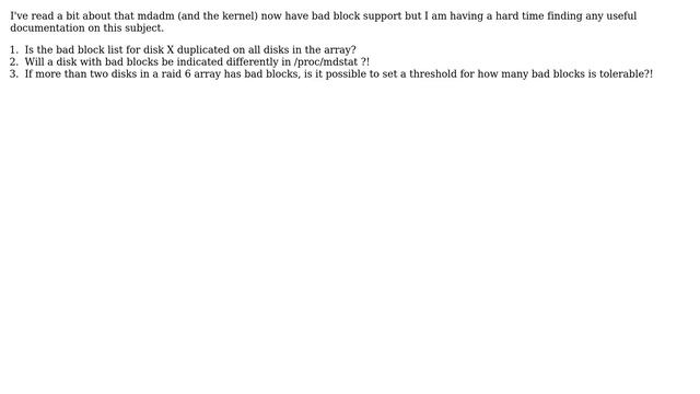 Documentation for mdadm bad block support смотреть онлайн