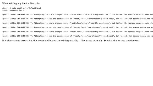 Ubuntu: Errors shown in terminal when editing files with gedit смотреть онлайн