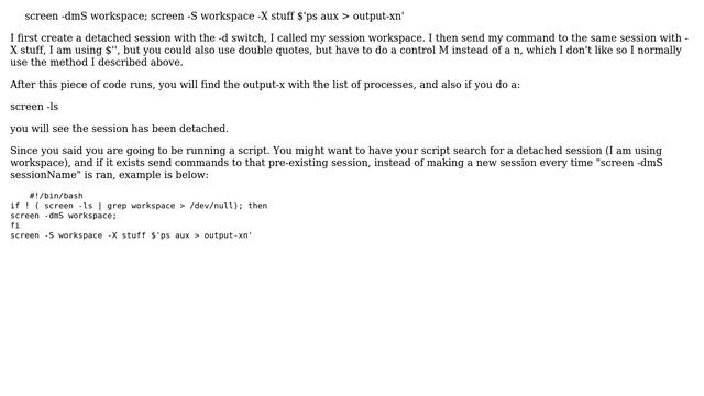 Unix & Linux: How to run a program in a screen, redirect all output to a file and detach? смотреть онлайн