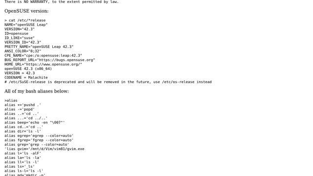 Alias file not working in Bash on WSL (Opensuse Leap 42.3) смотреть онлайн