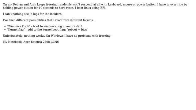 Unix & Linux: Randomly Linux freezing on Acer Extensa смотреть онлайн