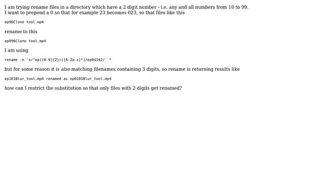 Unix & Linux: How can I target filenames with 2 digits with the rename tool? смотреть онлайн