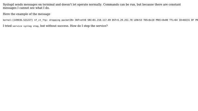 Can't stop syslogd on centos, sending constant messages смотреть онлайн