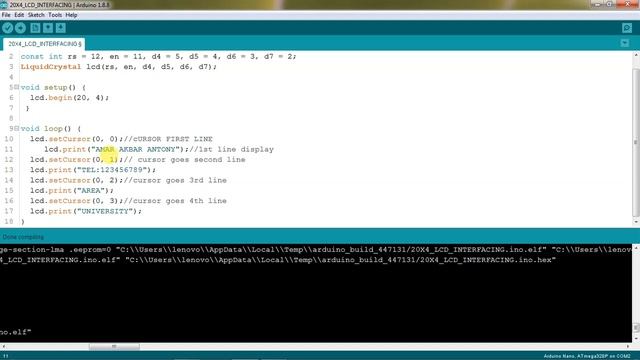 20x4 LCD interfacing with Arduino UNo- Simulation смотреть онлайн