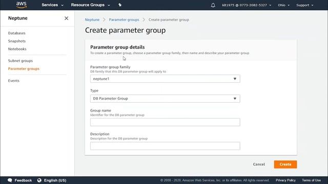 Amazon Neptune Create a parameter group смотреть онлайн
