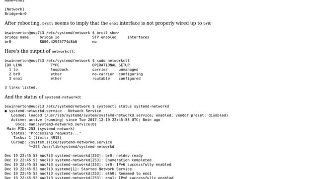 Configuring a bridge interface with systemd-networkd смотреть онлайн