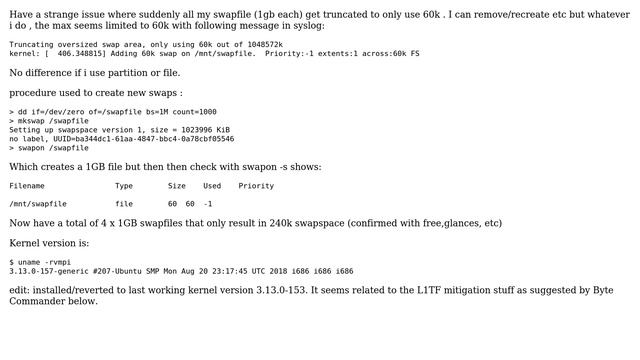 Unix & Linux: Ubuntu 14.04 32 bit swapfile max 60k issue смотреть онлайн