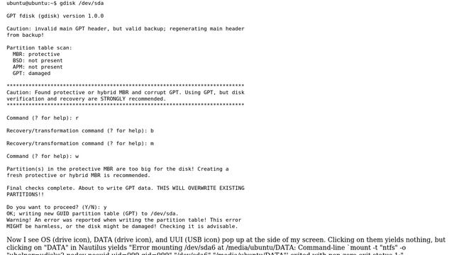How to get data off a Windows partition when "primary GPT table is corrupt, but the backup... смотреть онлайн