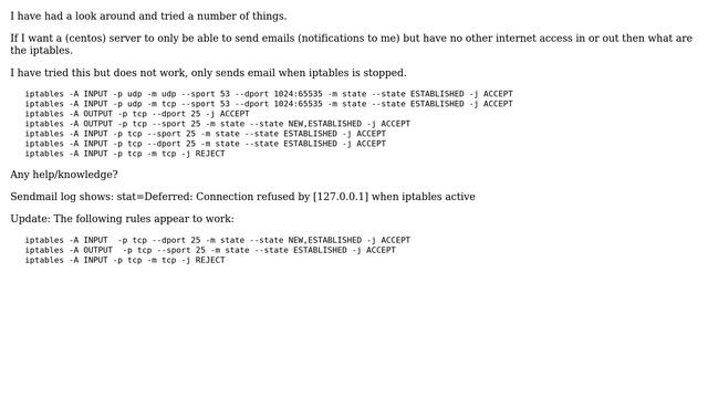 iptables - sendmail send out only смотреть онлайн