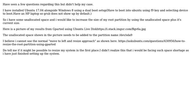 Ubuntu: Unable to Resize Root Partition with unallocated space(Weird Partition Arrangement) смотреть онлайн