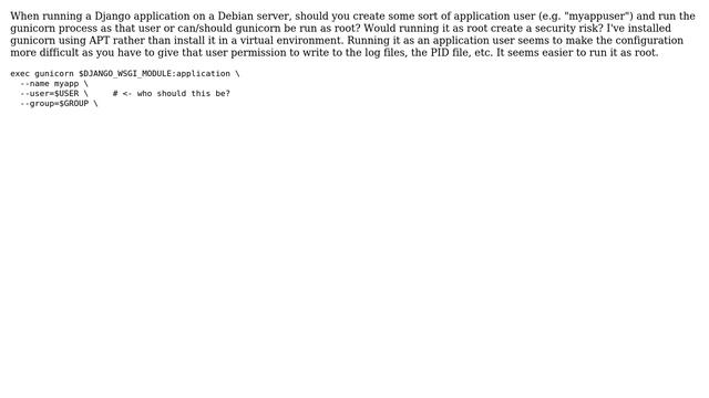 What user should run the gunicorn process? смотреть онлайн