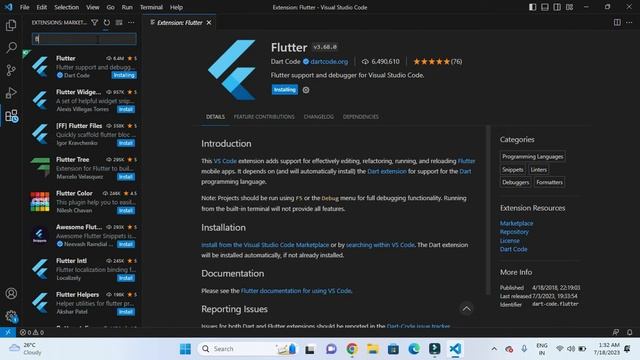 Installing Flutter and Dart in Visual Studio Code | How to install flutter and dart in vscode смотреть онлайн
