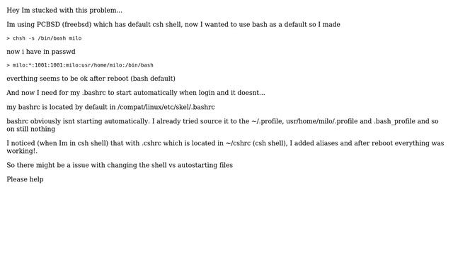 csh -＞ bash, autostart .bashrc PCBSD (FREEBSD) смотреть онлайн