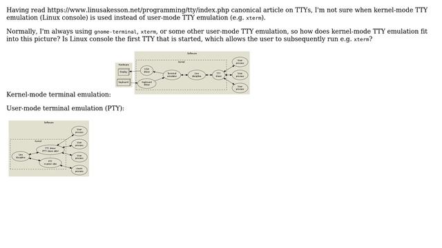 When is the kernel-mode TTY emulation (Linux console) used instead of user-mode TTY emulation... смотреть онлайн