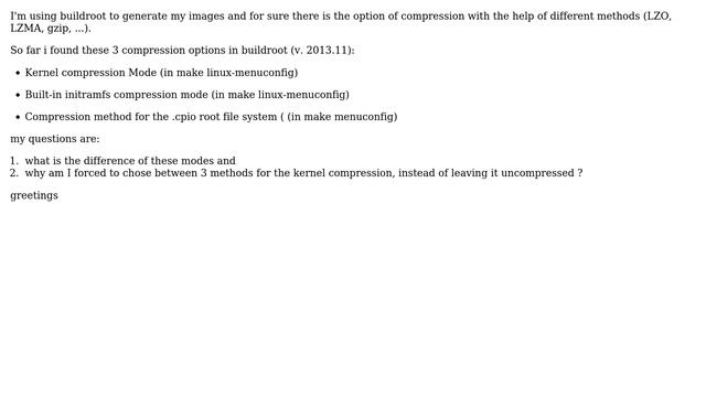 I want to understand Buildroot - the 3 compression config options (kernel, initramfs & rootfs) смотреть онлайн