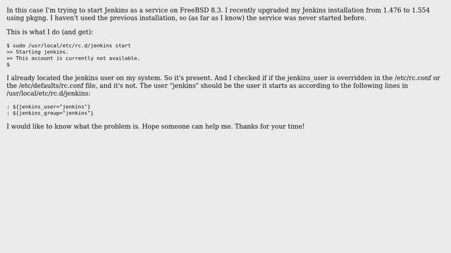 Starting a service yields "This account is currently not available." on FreeBSD смотреть онлайн