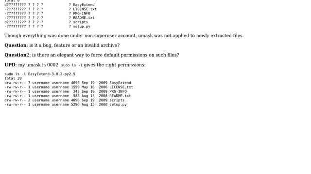 Unix & Linux: tar extracts with invalid permissions - is it an intended behavior? смотреть онлайн