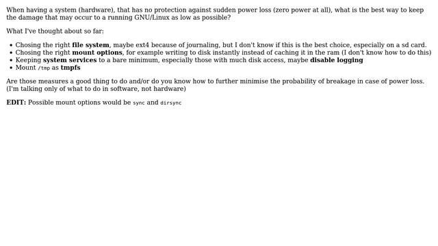 How to make GNU/Linux more robust in case of frequent power loss? смотреть онлайн